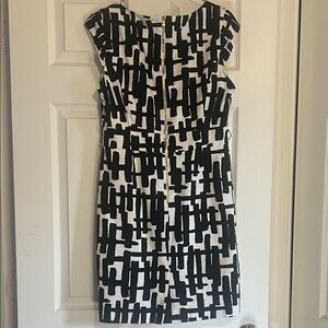 Black and White Patterned Tahari Dress